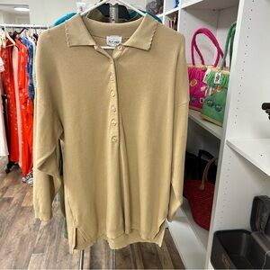 1045 Park Camel Long Sleeve Button Up Pull Over